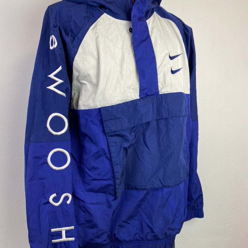 Nike Men's Double Swoosh Blue White Hoodie Pocket Loose Fit Jacket  XL